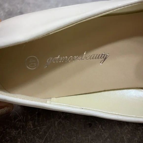 Getmorebeauty Pearl Bows Bridal Flats White Size 9.5m - Picture 7 of 8